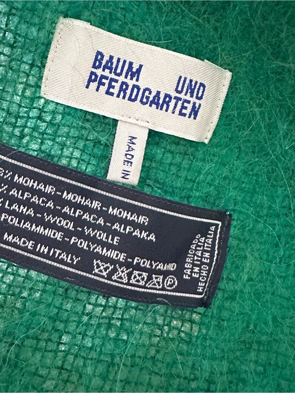 Baum Und Pferdgarten Scarf Wrap Green‎ Mohair Wool Alpaca 11” X 80” Italy